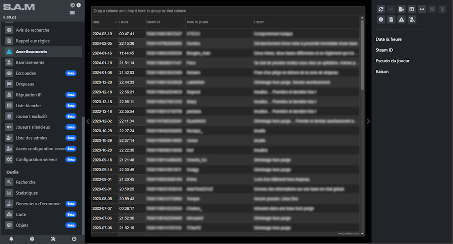 Gestion des Avertissements