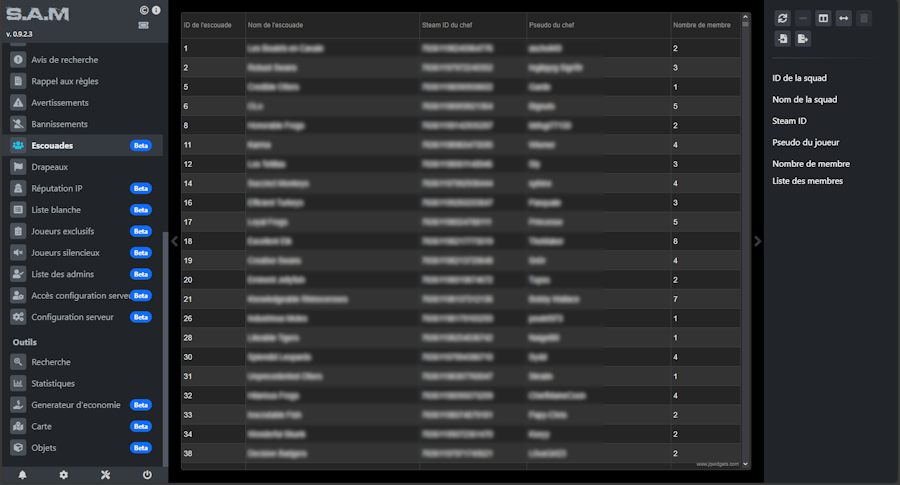 Gestion des Escouades